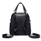Classic PU Leather Girls Backpack Women Stitching Leather Single Backpack