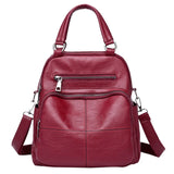 Classic PU Leather Girls Backpack Women Stitching Leather Single Backpack