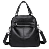 Classic PU Leather Girls Backpack Women Stitching Leather Single Backpack