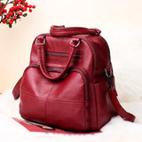 Classic PU Leather Girls Backpack Women Stitching Leather Single Backpack