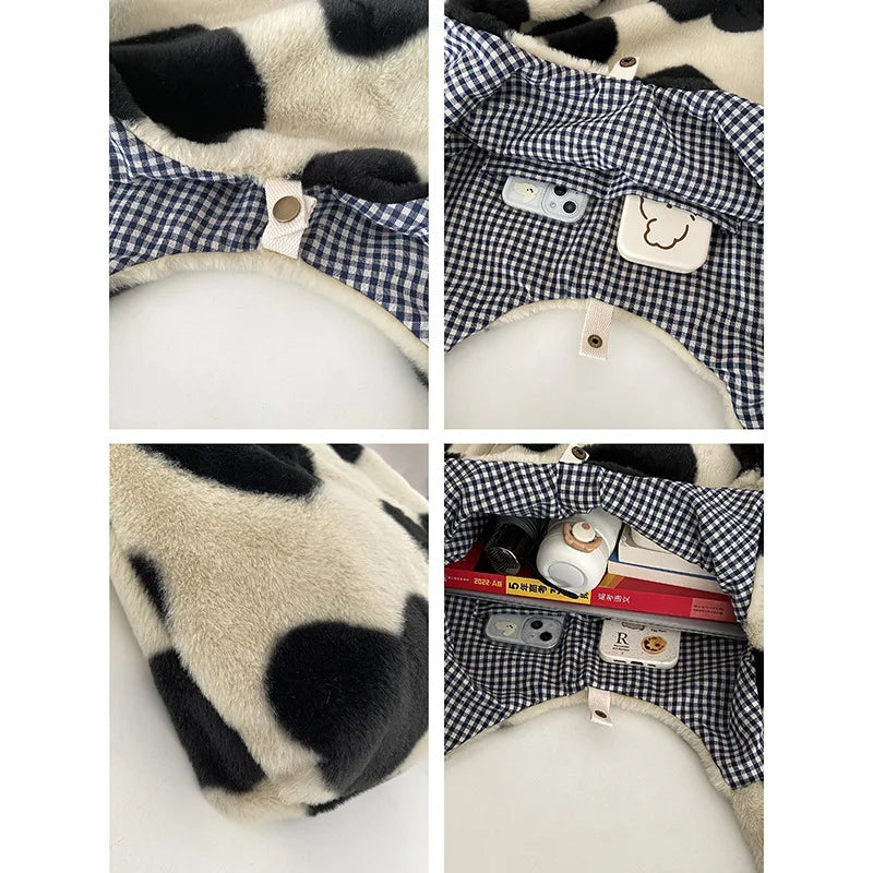 Heart Plush Shoulder Bag Women's Winter Bag Large Capacity Tote Bag