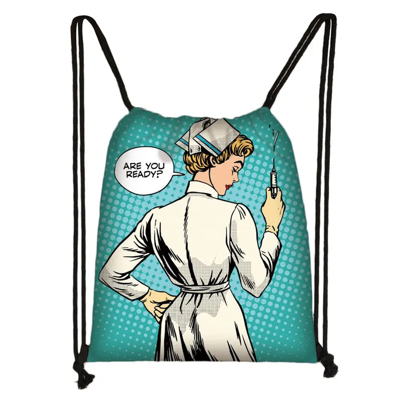 Heartbeat Pattern Drawstring Bag for Kids - Soft Back Bag
