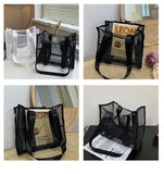 Nylon Mesh Beach Bag Girls Shopper Shoulder Bag Summer Tote Bags For Women