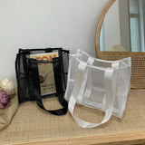 Nylon Mesh Beach Bag Girls Shopper Shoulder Bag Summer Tote Bags For Women