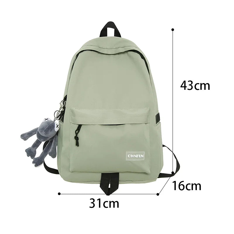 Nylon Women's Backpack Solid School Bag Casual Female Travel Rucksack