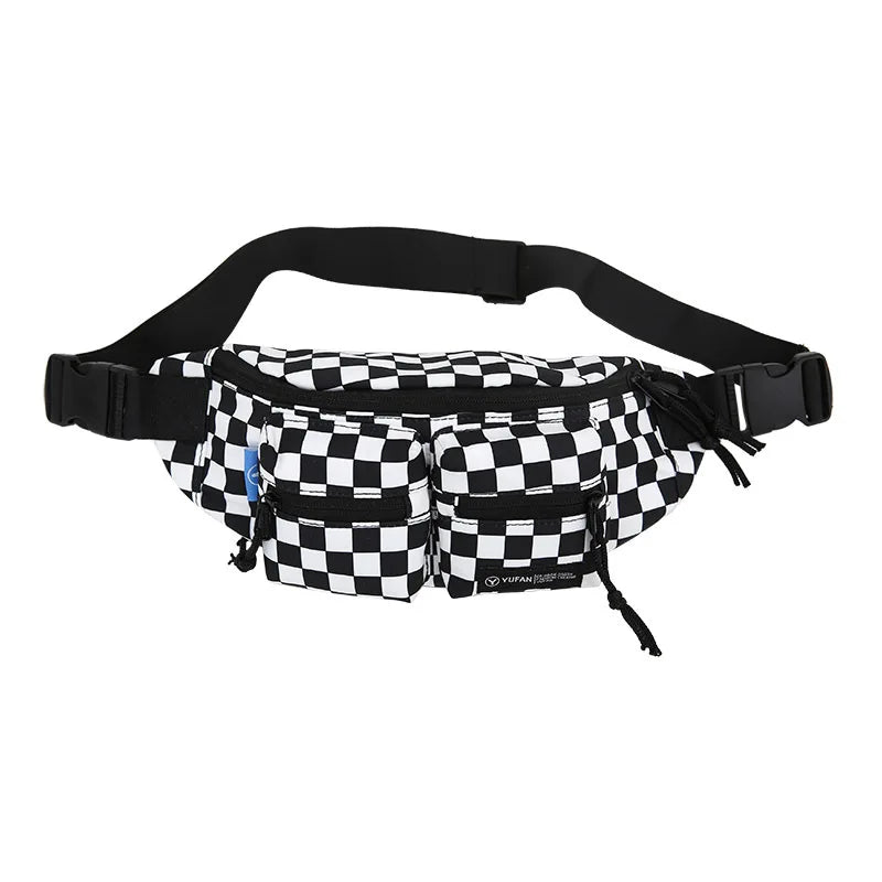 Plaid Crossbody Bag Nylon Sports Shoulder Bag Hip Hop Handbag