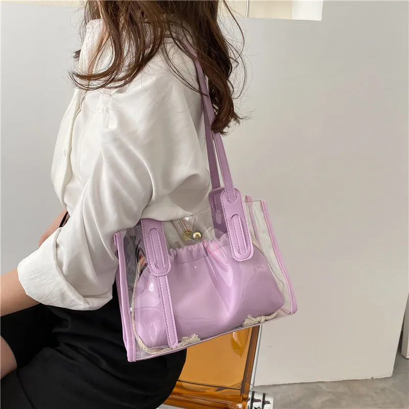 Summer Double-layer Underarm Bag with Hemp Rope Handle