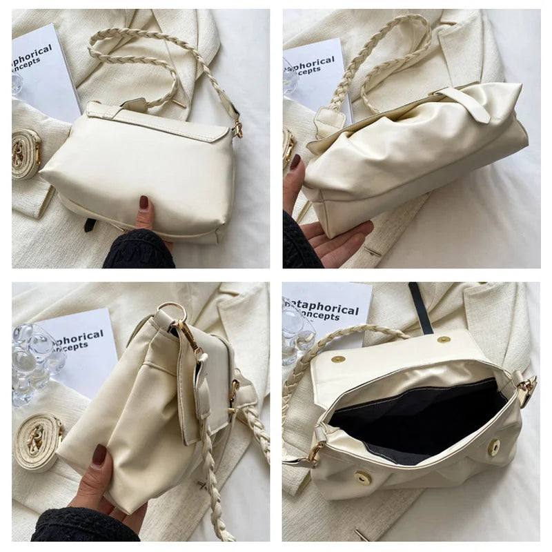 Retro Lady Flip-top Bag Exotic Soft Leather One Shoulder Bag