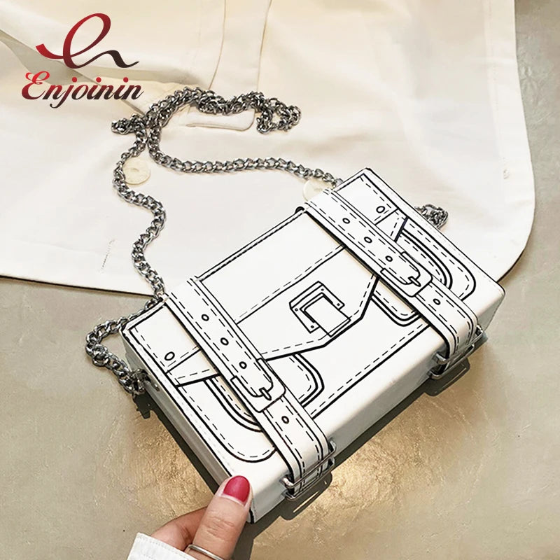 Casual Women Crossbody Shoulder Bag Chain Clutch Purse PU Leather