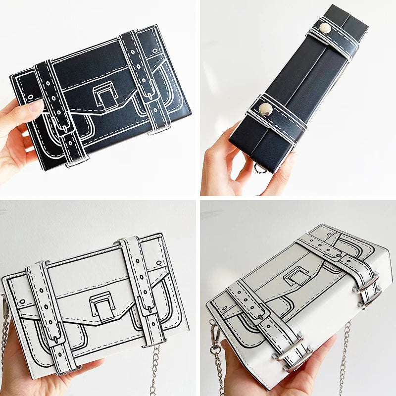 Casual Women Crossbody Shoulder Bag Chain Clutch Purse PU Leather