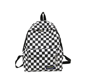 Plaid Student Backpack Large Capacity Lightweight
