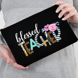Blessed Teacher Portable Cosmetic Bag Pencil Bag Gift Zipper Beauty Case