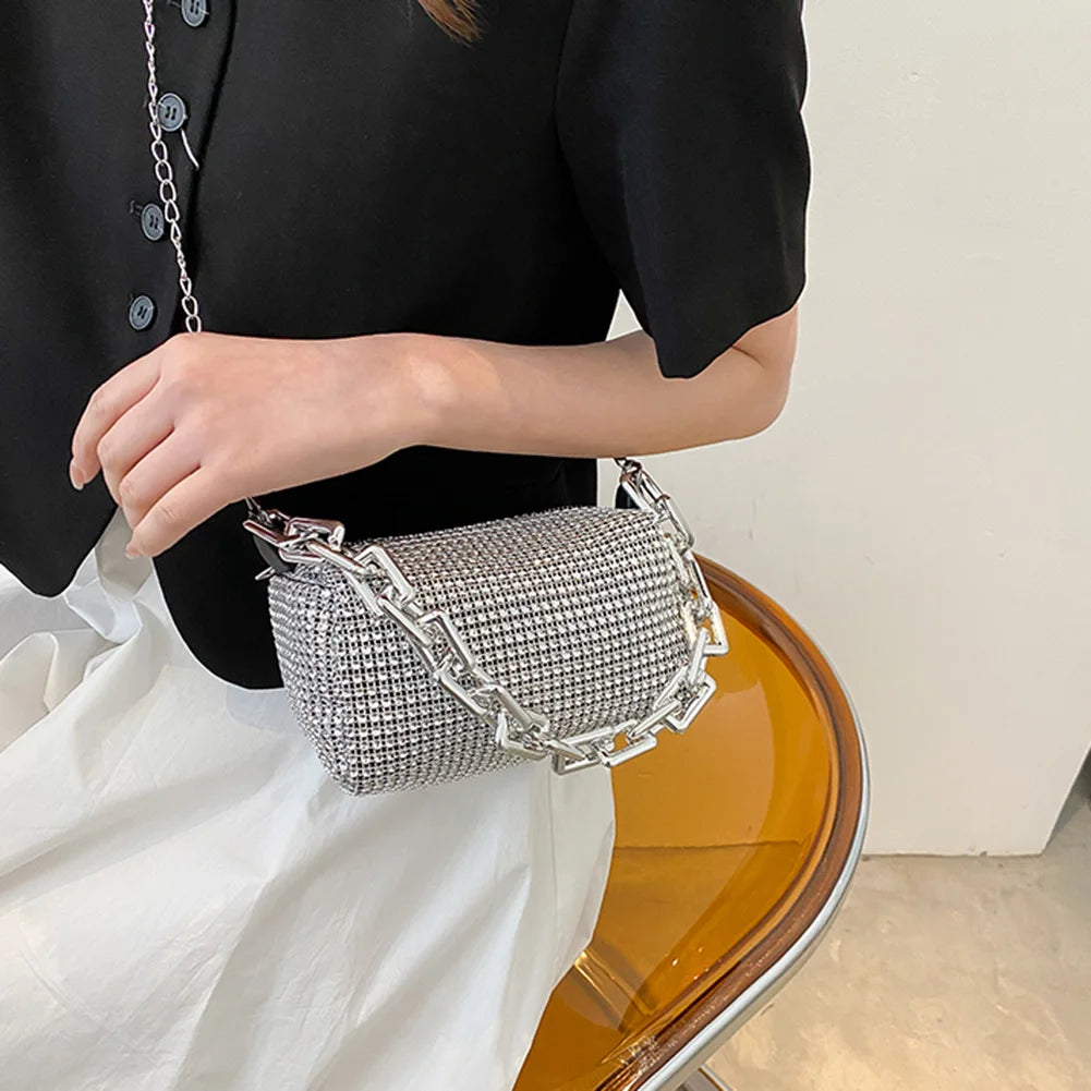 Bling Diamond Small Crossbody Messenger Bag For Women