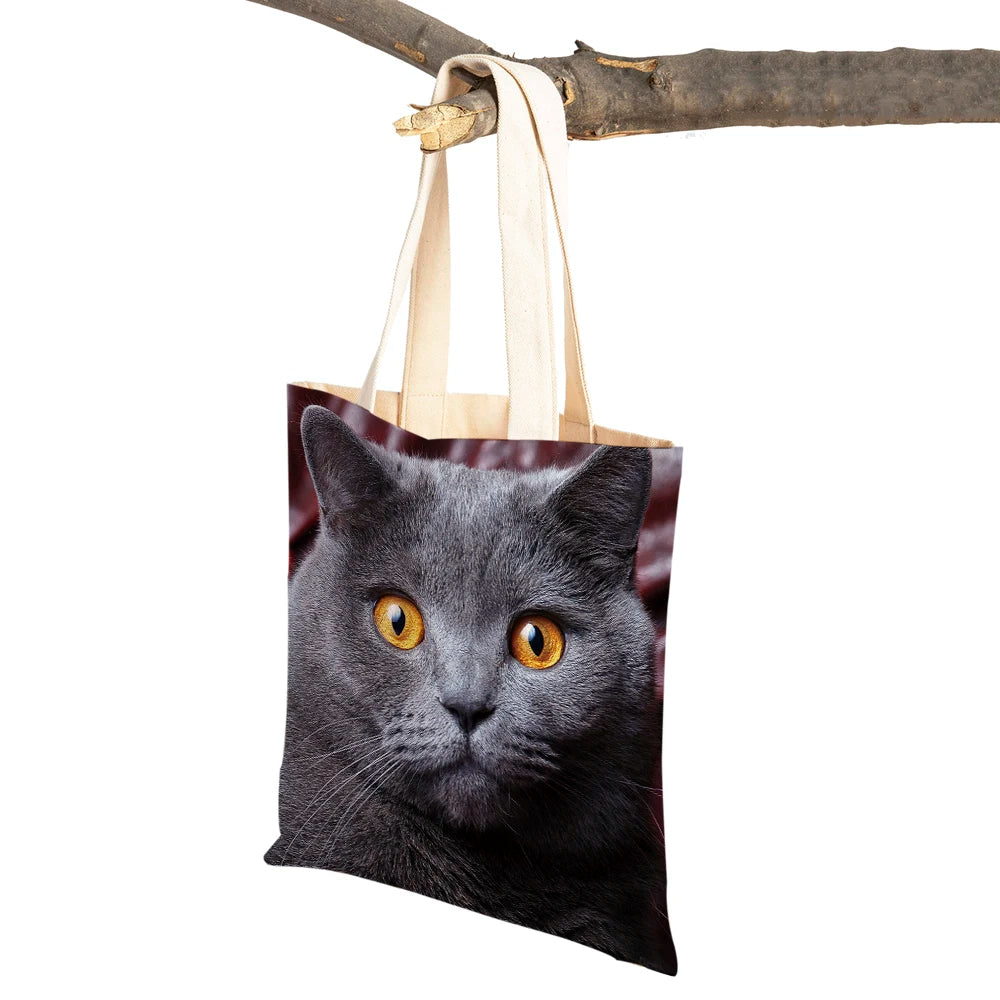 British Shorthair Casual Shopping Bag Women Double Print Cat Pet An