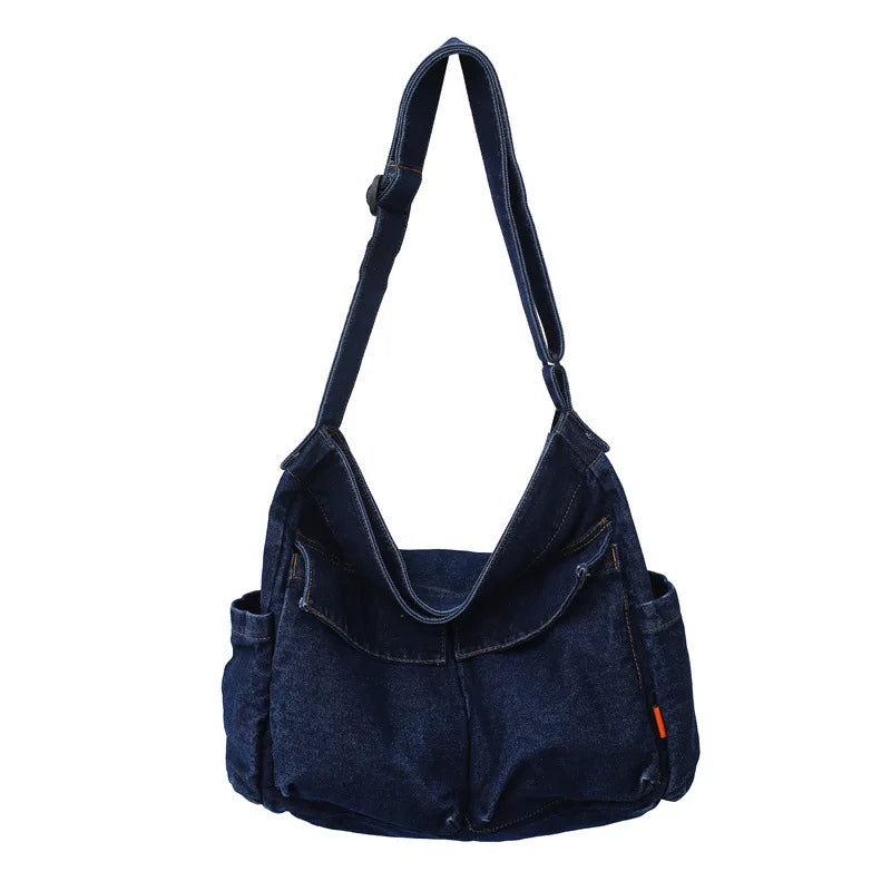 Canvas Denim Literary Multi-pocket College Student Bag