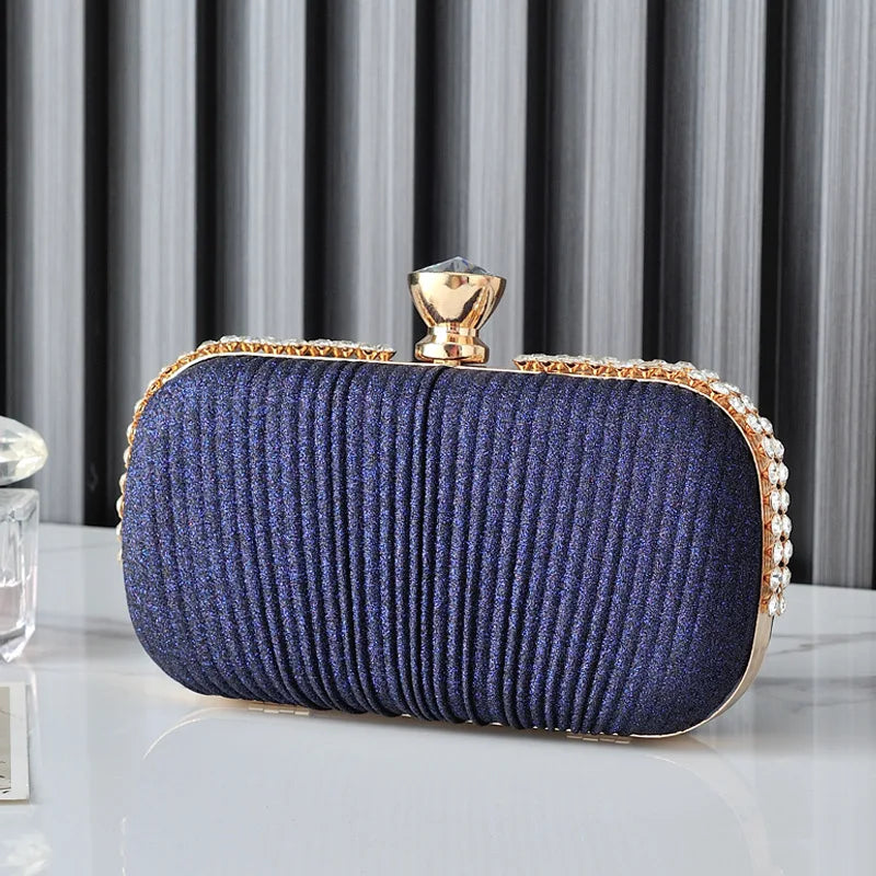Stripes Evening Clutch Purse Diamond Handbags Small Phone Bag
