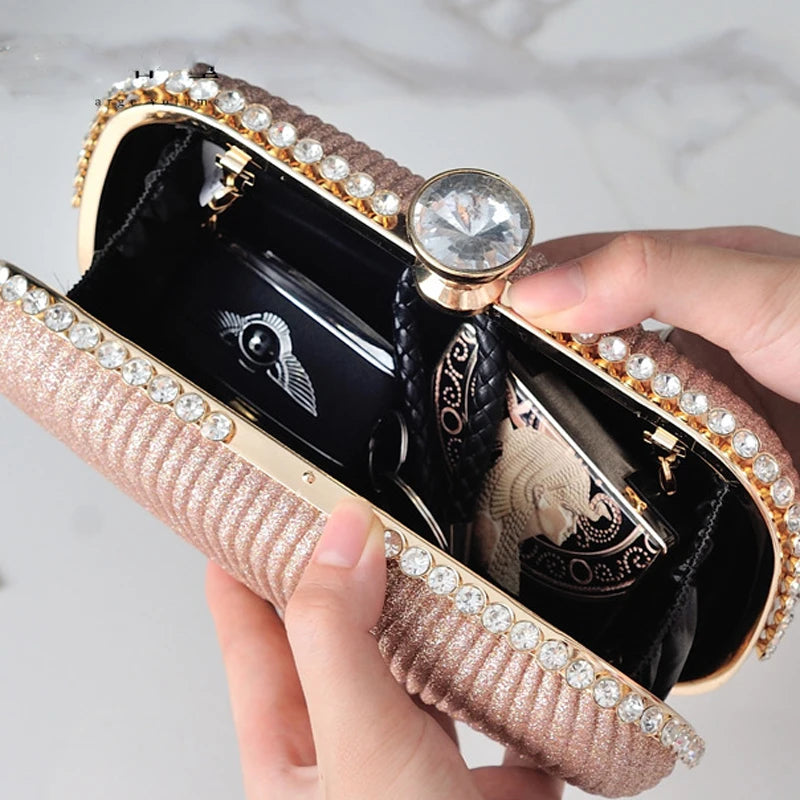 Stripes Evening Clutch Purse Diamond Handbags Small Phone Bag