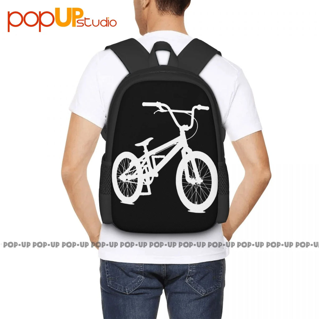 Bmx Silhouette Boys Girls Stunt Bicycle Cycle Backpack Large Capacity Print