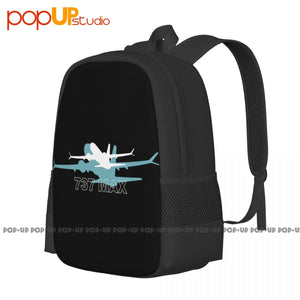 Boeing 737 Max Shadow Backpack Large Capacity Vintage Schoolbag 3d Printing