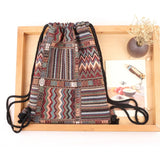 Bohemian Drawstring Backpacks Bag Women Woven Casual Beach Travel Bags