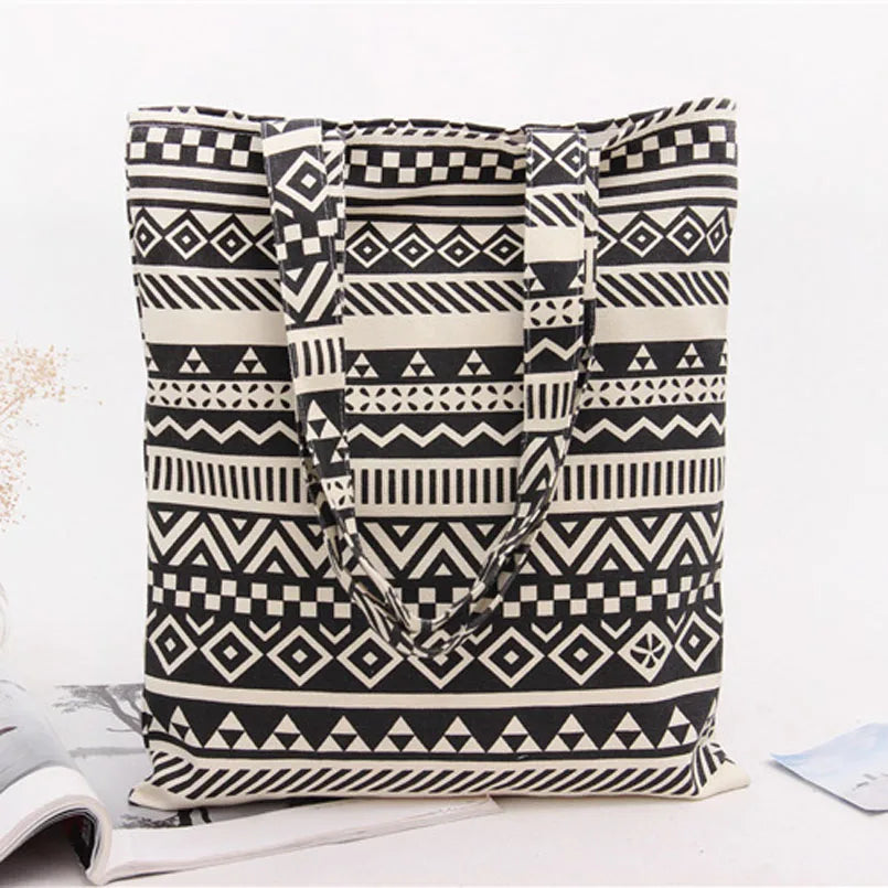 Boho Striped Women Shoulder Bag High Cotton Travel School Books Bags