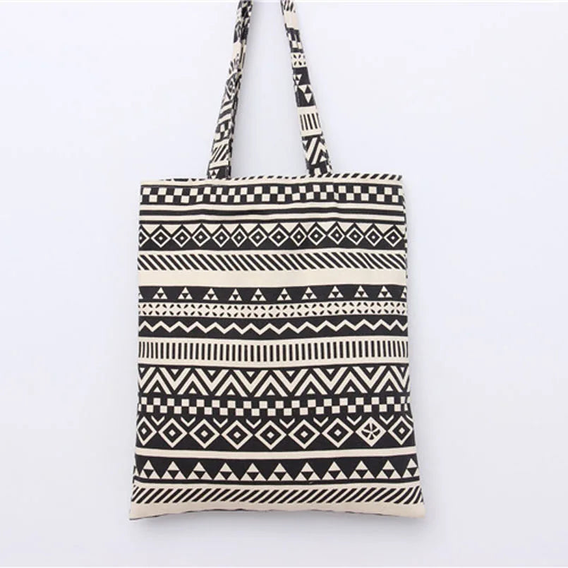Boho Striped Women Shoulder Bag High Cotton Travel School Books Bags