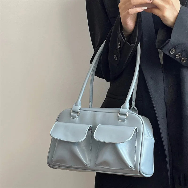 Bolsa Women's Retro Texture Shoulder Bag High-capacity Handbag