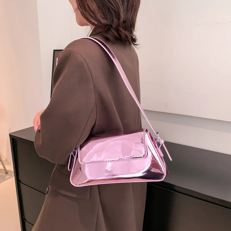Boston Bright Leather Underarm Shoulder Bag Women's Handbag