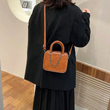 Boston Leather Women's Shoulder Bag Crossbody Handbag Chain Messenger Tote Bag