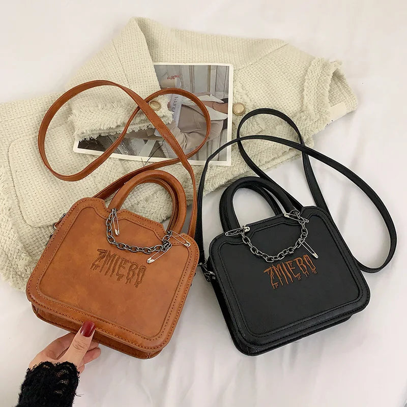 Boston Leather Women's Shoulder Bag Crossbody Handbag Chain Messenger Tote Bag