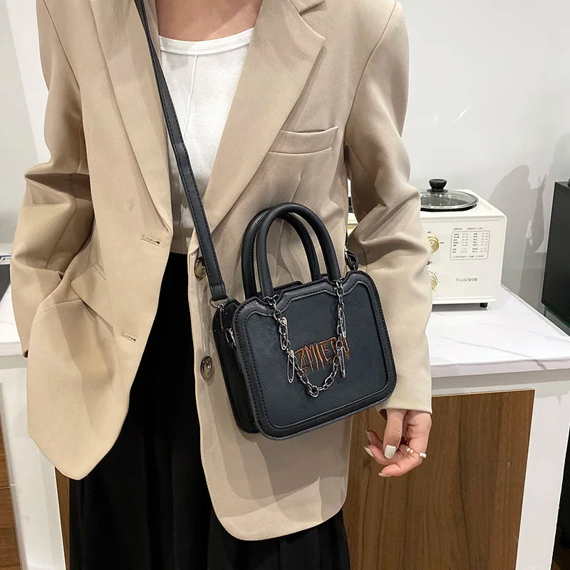 Boston Leather Women's Shoulder Bag Crossbody Handbag Chain Messenger Tote Bag