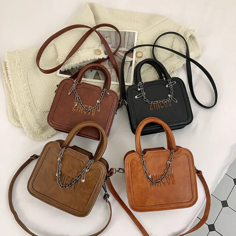 Boston Leather Women's Shoulder Bag Crossbody Handbag Chain Messenger Tote Bag