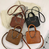 Boston Leather Women's Shoulder Bag Crossbody Handbag Chain Messenger Tote Bag