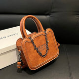 Boston Leather Women's Shoulder Bag Crossbody Handbag Chain Messenger Tote Bag