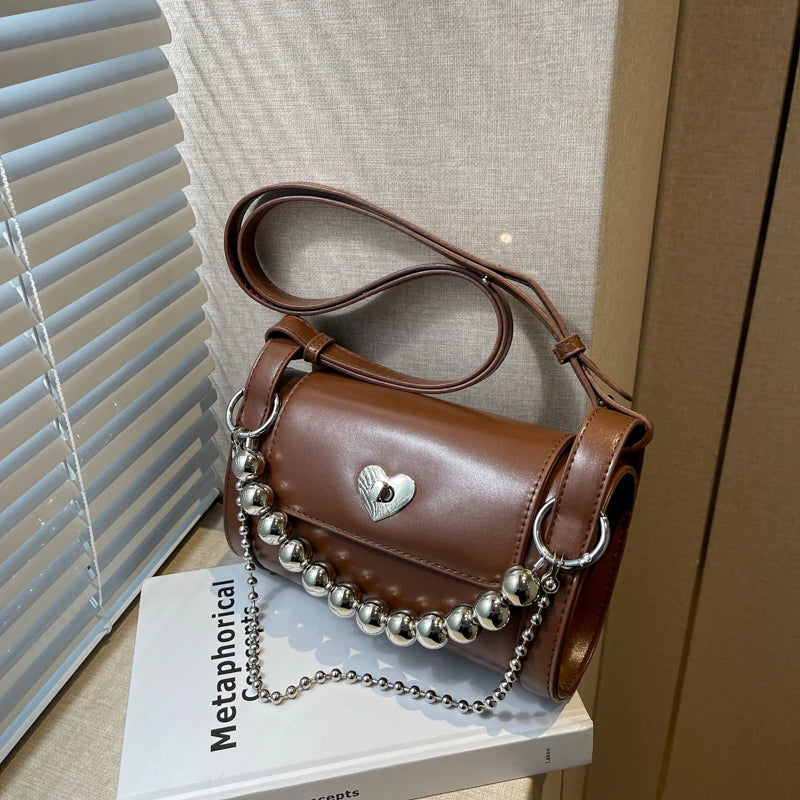 Boston Leather Women's Shoulder Bag Chain Crossbody Tote