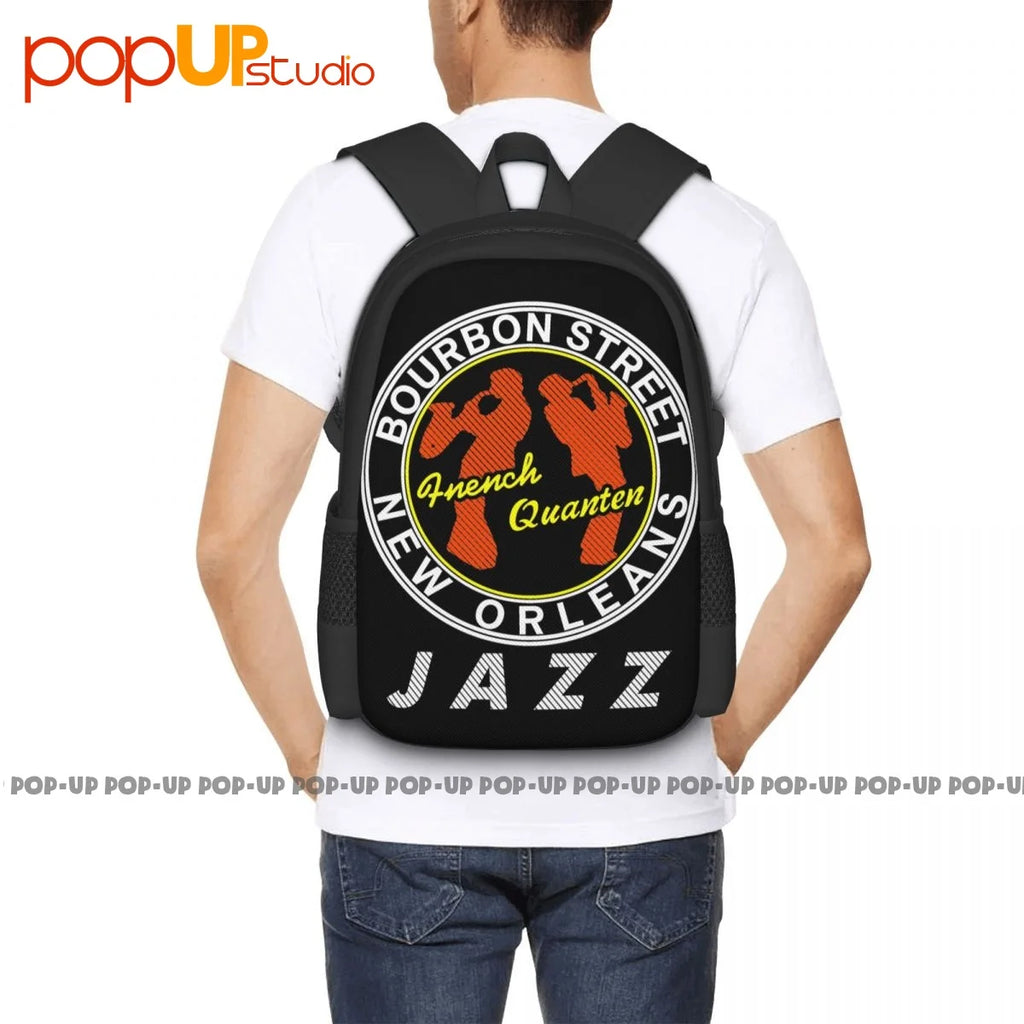 Bourbon Street Jazz Backpack Large Capacity Print Gym Bag