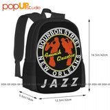 Bourbon Street Jazz Backpack Large Capacity Print Gym Bag