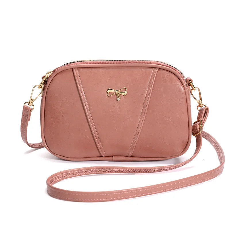 Bow PU Leather Shoulder Bag Women Ladies Messenger Purses Phone Bag Casual FLAP