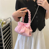 Bow Handbag Crossbody Bags for Women Pleated Shoulder Bag Wedding Party Evening