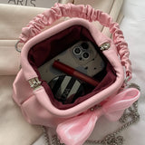 Bow Handbag Crossbody Bags for Women Pleated Shoulder Bag Wedding Party Evening