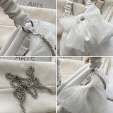 Bow Handbag Crossbody Bags for Women Pleated Shoulder Bag Wedding Party Evening