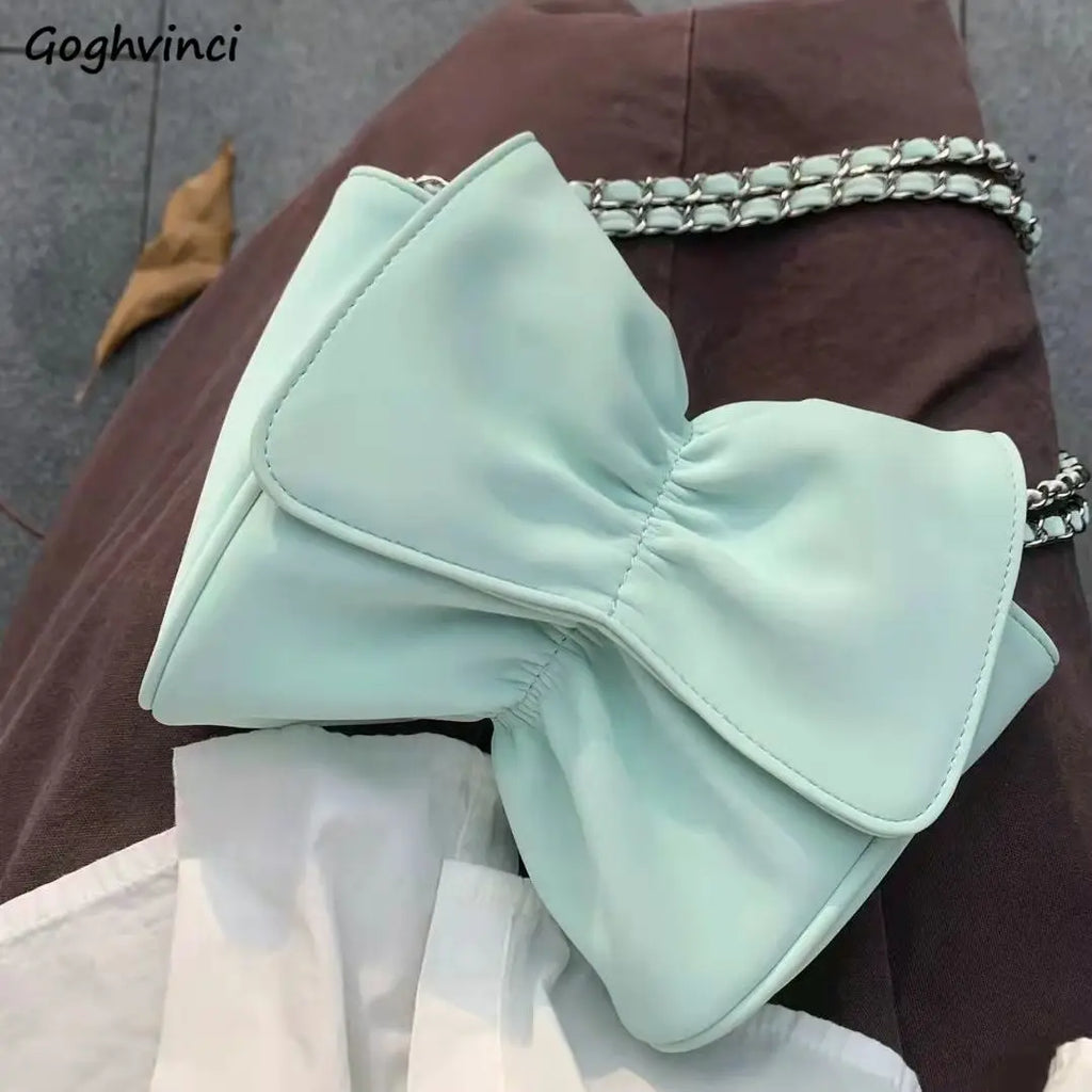 Bow Pleated Shoulder Bags Women Ins Sweet Ladies Underarm Bag