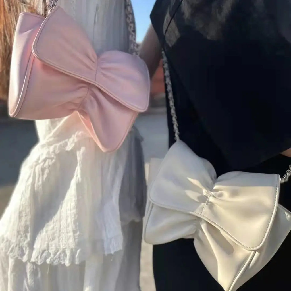 Bow Pleated Shoulder Bags Women Ins Sweet Ladies Underarm Bag