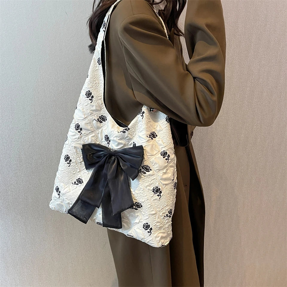 Sweet Flower Women Shopping Girl Soft Cotton Cloth Environmental Storage Handbag