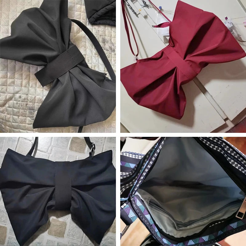 Bow Women Canvas Handbags Large Shoulder Bags Crossbody Bags