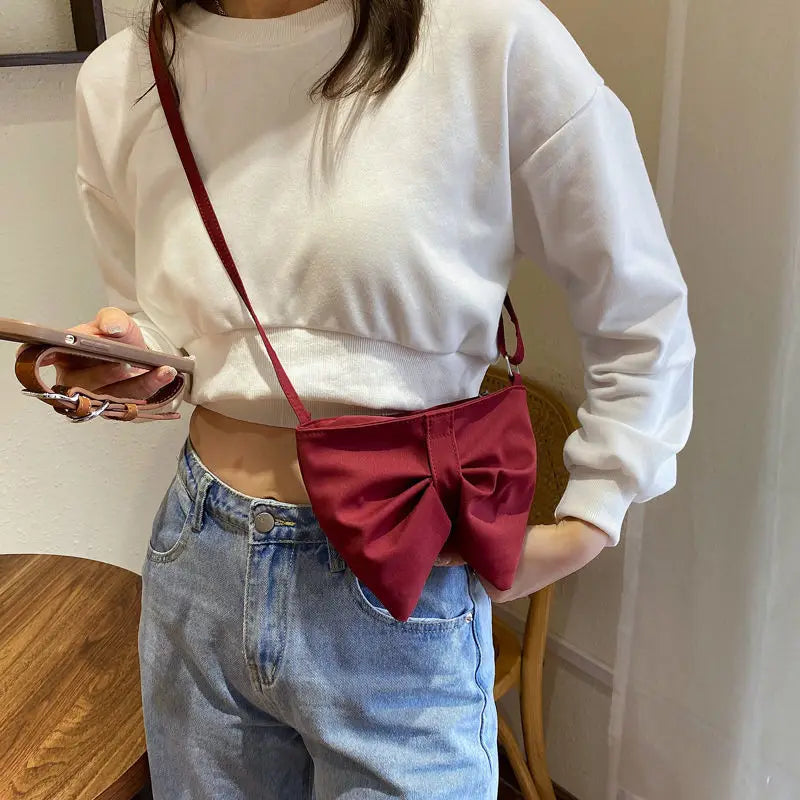 Bowknot Purse Shoulder Bag Large Capacity Messenger Bag
