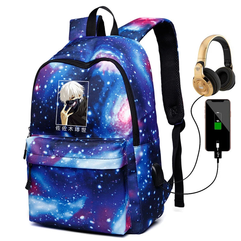 Tokyo Ghoul Anime Rucksack with USB Charging Backpack