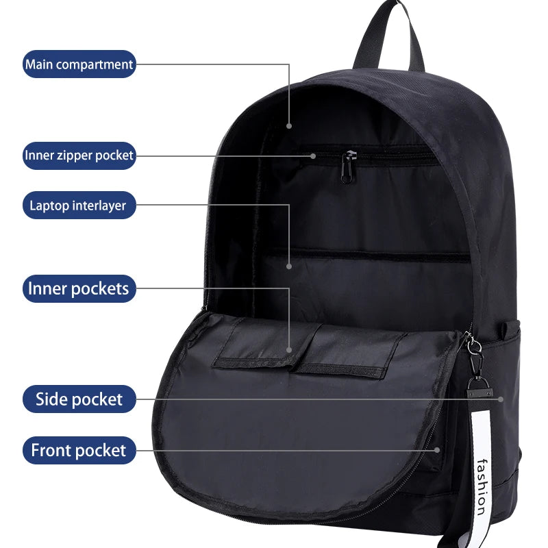 Boys Schoolbag Male Travel Mochila Teenager College Laptop Backpack
