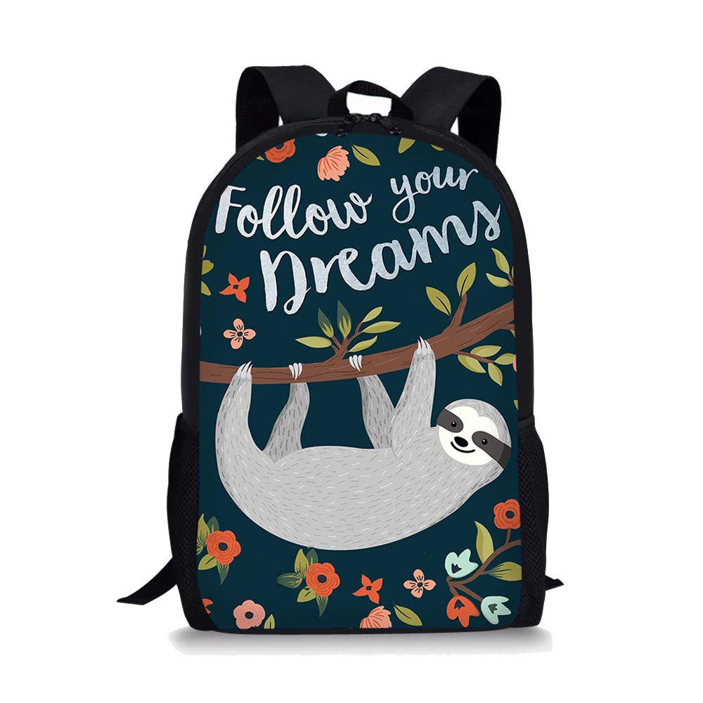 Bradypod Element Printing Pattern School Backpacks for Teenager
