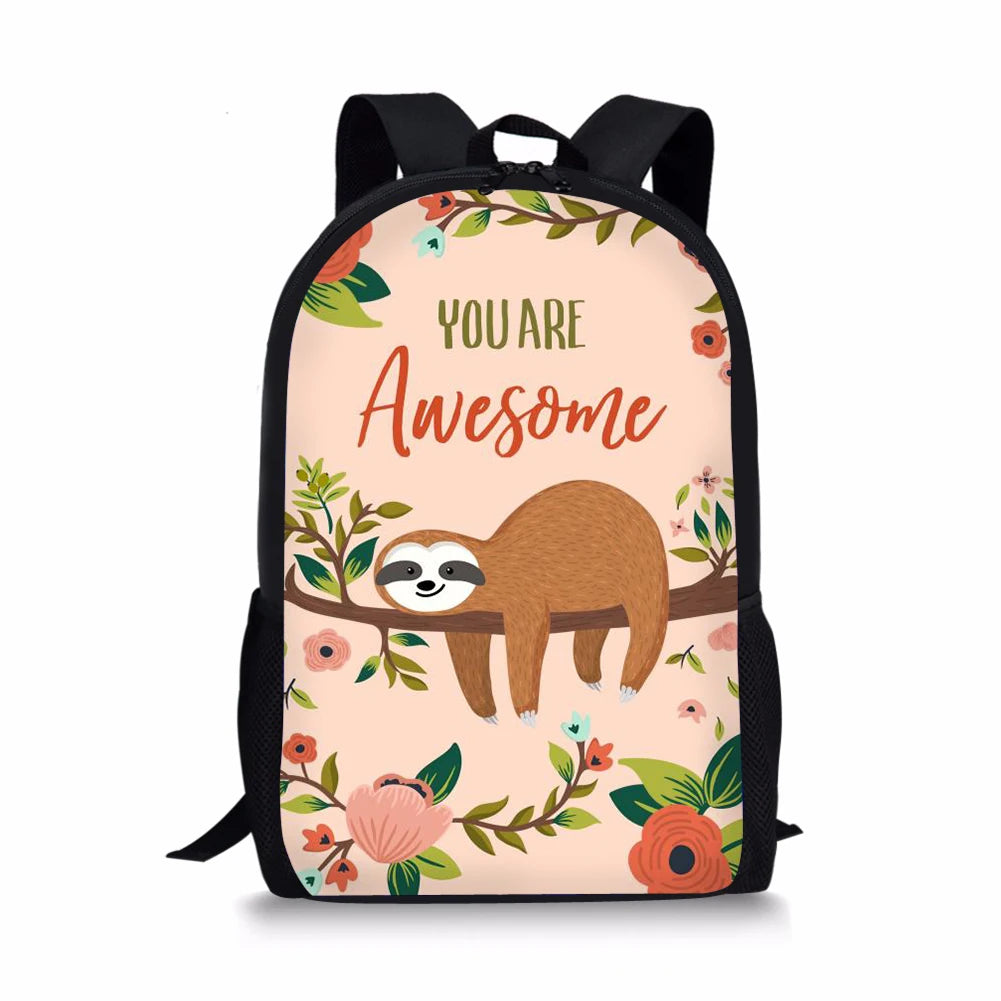 Bradypod Element Printing Pattern School Backpacks for Teenager